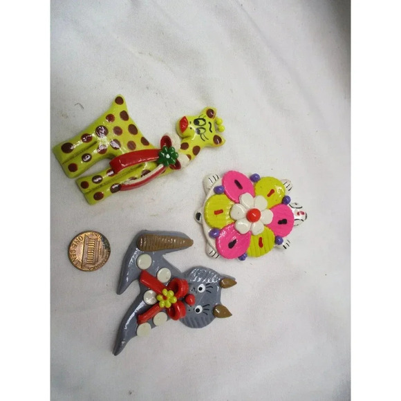 Giraffe Turtle Cat dough ornaments handmade holiday Christmas mobile child - Picture 4 of 6